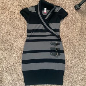 Girl’s Black and Gray Striped Sweater Dress in Size Small (3-5)